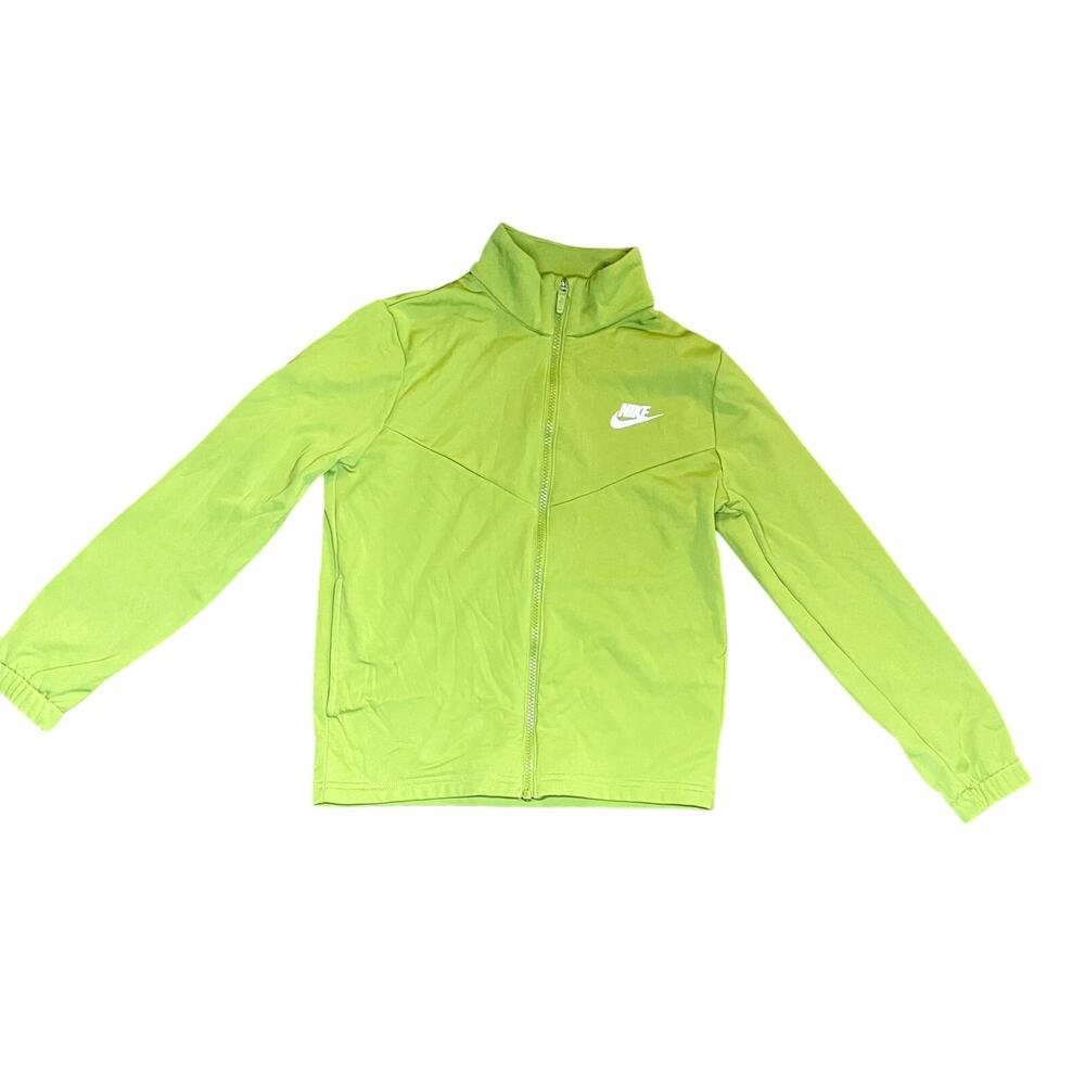 Nike Sportswear Jacket Big Kids Medium Green Swoosh Fleece Lined Pocket Full Zip